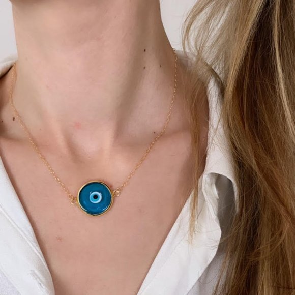 Evil Eye Necklace Gold Filled - Picture 1 of 4
